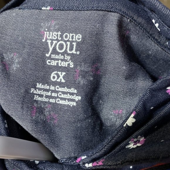 Carter's Just One You Size 6X Medium rolled Sleeve Dress Blue with flowers - Picture 7 of 7